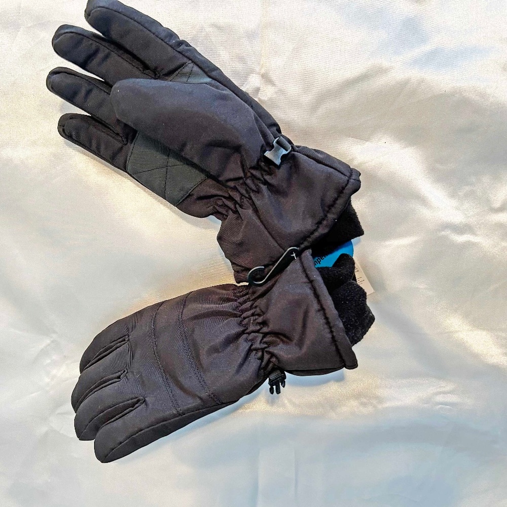 GLOVES, WINTER, WATERPROOF FABRIC, LABEL "GEORGE", BLACK, WARM LINING, SIZE L-XL